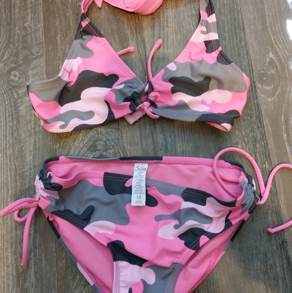 Justice pink camo bikini - size 12